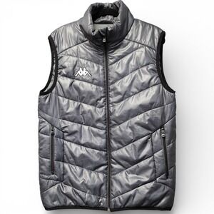 Kappa Puffer Vest Mens Large (Fits as Medium) Grey Sleeveless Jacket PLEASE READ